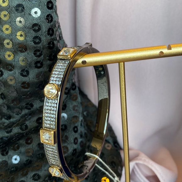 NWT BAUBLE HIGH POLISHED HEMATITE GOLD ACCENT DESIGNER INSPIRED PAVED CZ - Picture 10 of 16